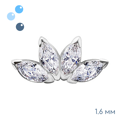 Накрутка-кластер 4K Marquise White Gold 1.6 мм